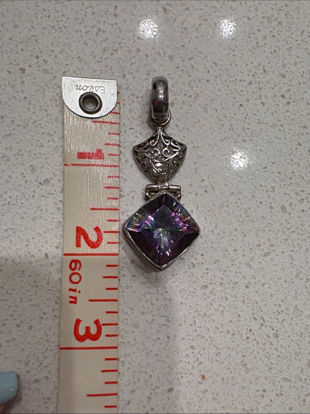 Sterling Silver Mystic topaz pendant. Beautiful purple - Picture 7 of 8